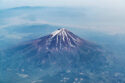 Aerial view on Fuji mountain. Symbol of Japan. Mount Fuji from airplane